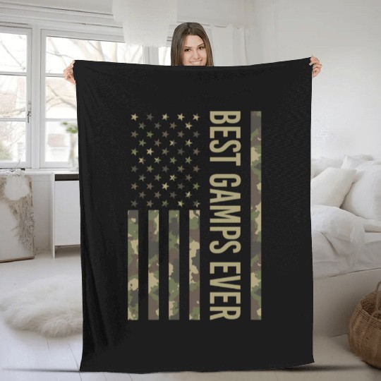 Best Gamps Ever Us American Flag Camo For Fathers Fleece Blankets