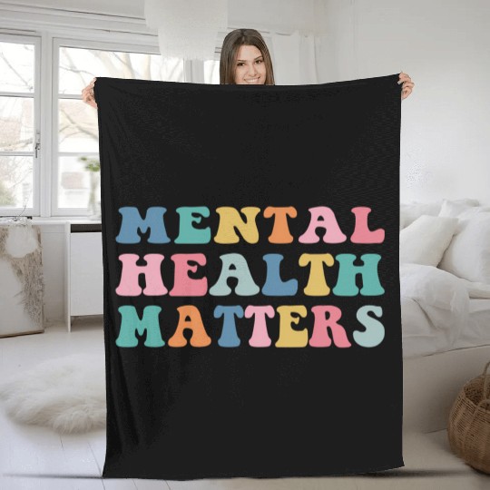 Mental Health Matters Colorful Aesthetic Preppy Fleece Blankets