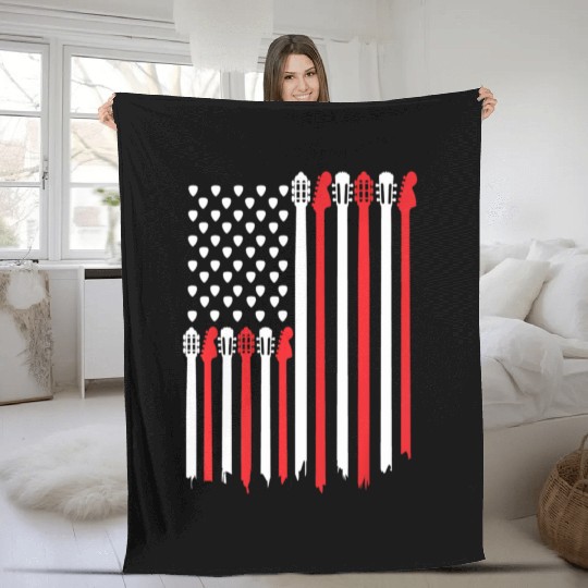 Bassist USA American Flag Bass Guitar Player Fleece Blankets