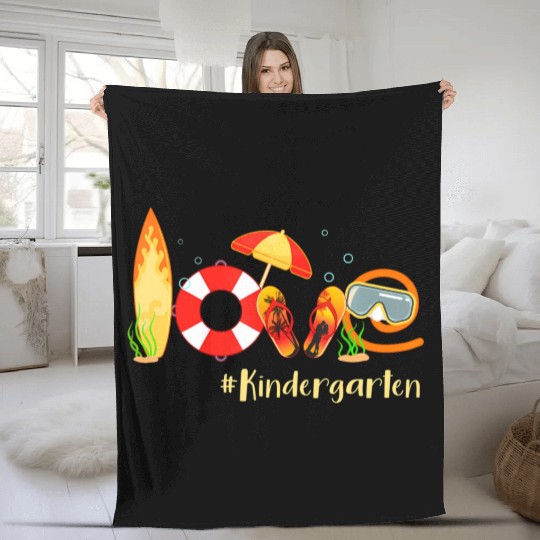 Love Kindergarten Summer Christmas In July Flip Fleece Blankets