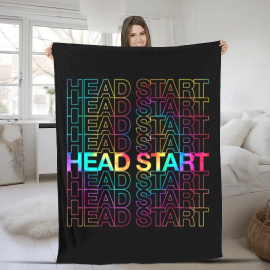 Rainbow Tie Dye Head Start Team Back To School Fleece Blankets