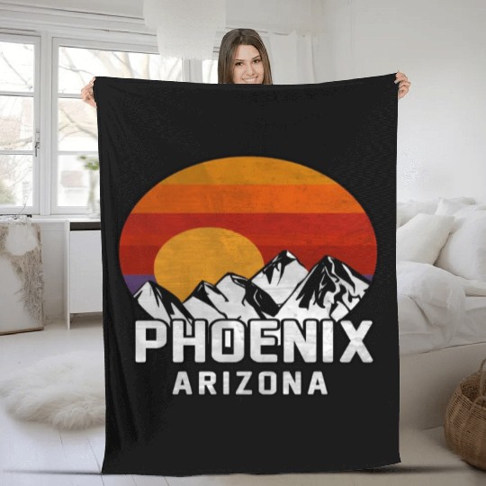 Phoenix Arizonna Mountain Sunset Fleece Blankets