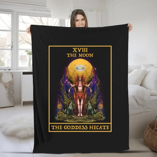 The Goddess Hecate Tarot Card Triple Moon Witch Fleece Blankets