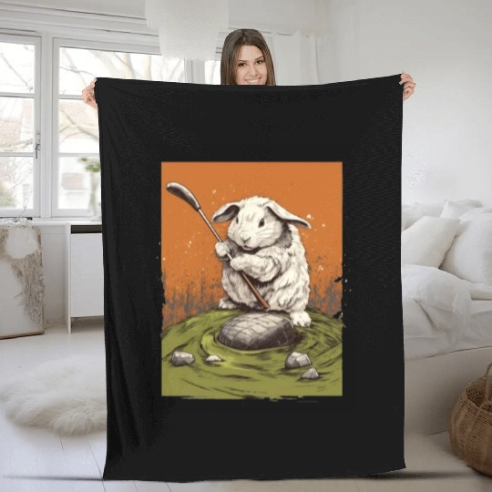 Golfer Guinea Pig Golf Club Golfing Golf Player Fleece Blankets