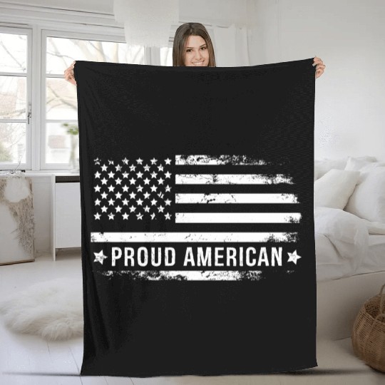 I Am A Proud American And Patriot Fleece Blankets