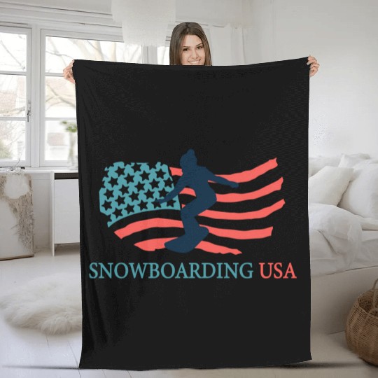 Snowboarding Player Snowboarding Usa Team Coach Fleece Blankets