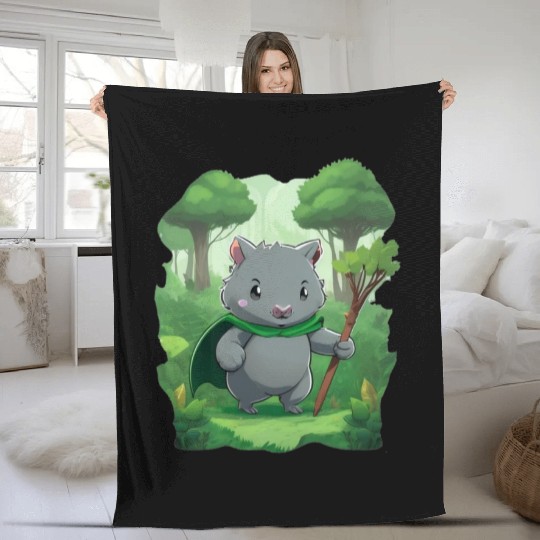 Wombat Hero - Green Cape Wombat Fleece Blankets