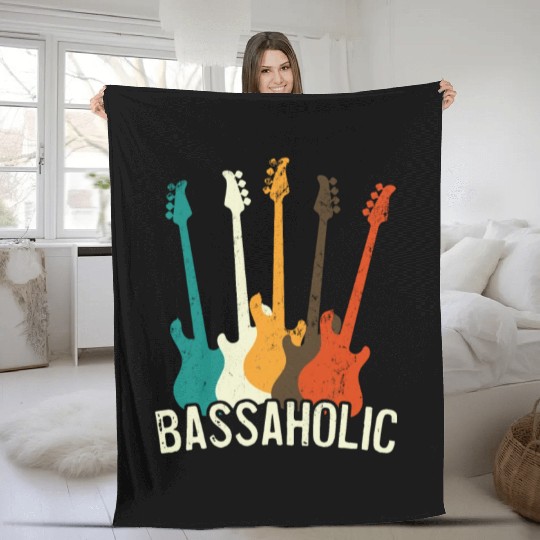 Bass Guitar Player Bassaholic Bass Player Fleece Blankets