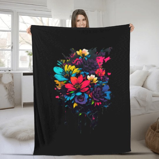 Floral Splash Art Fleece Blankets