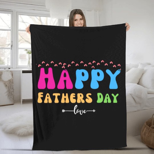 Happy Fathers Day i love you dad Heart Daddy funny Fleece Blankets
