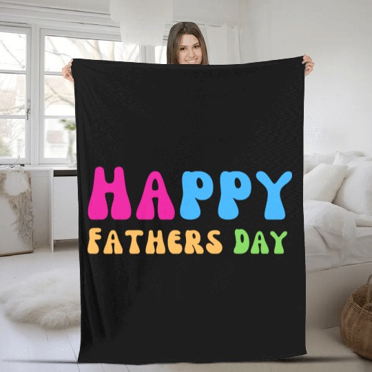 Happy Fathers Day i love you dad Heart Daddy funny Fleece Blankets