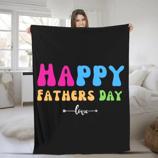 Happy Fathers Day i love you dad Heart Daddy funny Fleece Blankets