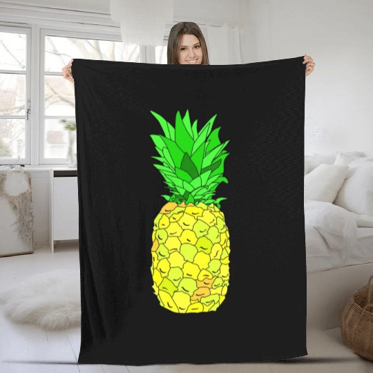 Pineapple Pun Illustration Fleece Blankets