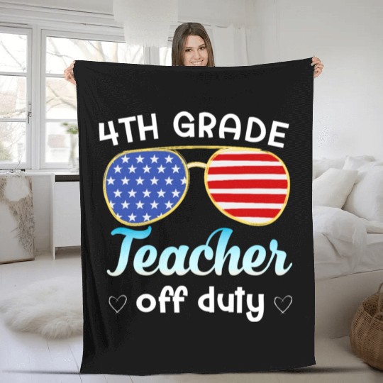 4th grade teacher off duty Fleece Blankets