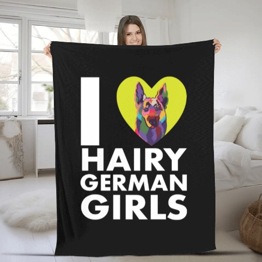 Funny German Shepherd Mom Dad I Love Hairy German Fleece Blankets