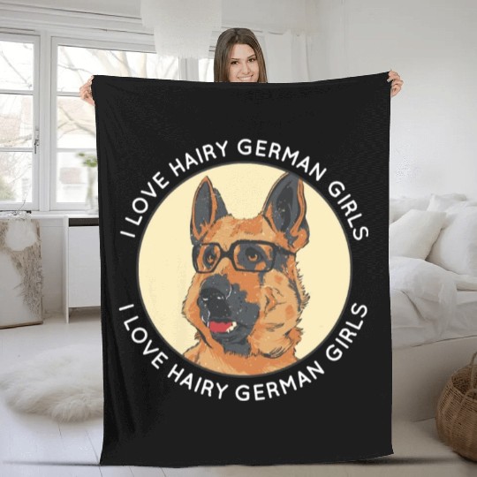 Funny German Shepherd Dog Dad Mom I Love Hairy Fleece Blankets