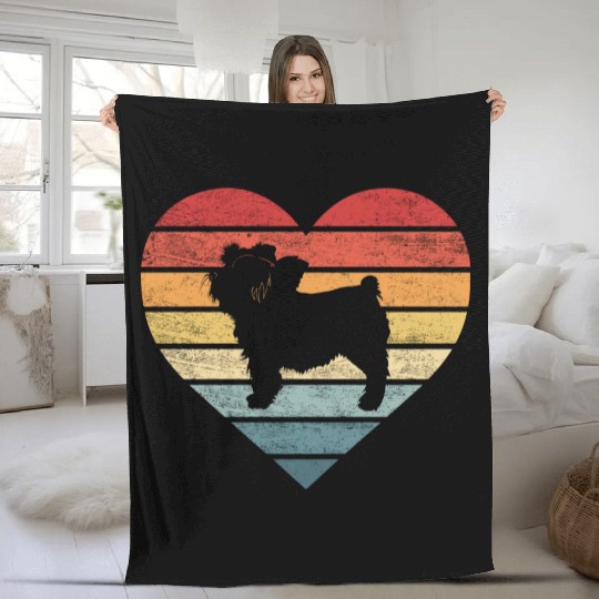 Yorkie Lover Retro Sunset Silhouette Fleece Blankets