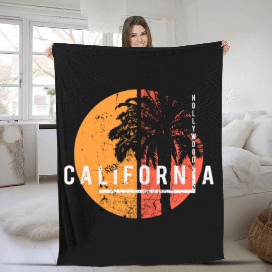 Hollywood California Cool Palm Tree Native Fleece Blankets