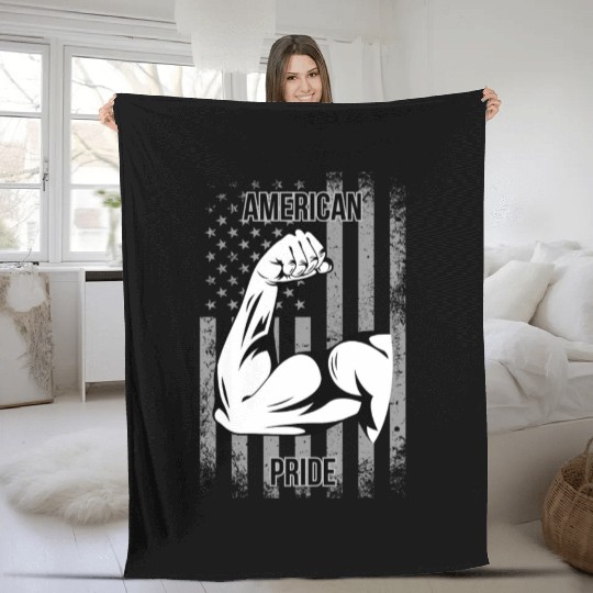 AMERICAN PRIDE,GYM,FITNESS Fleece Blankets
