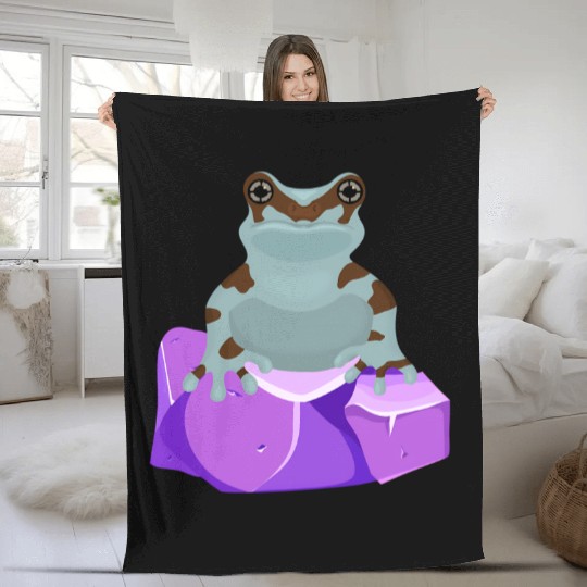 Frog Crystal Amethyst Gemstone For Toad Owners Fleece Blankets