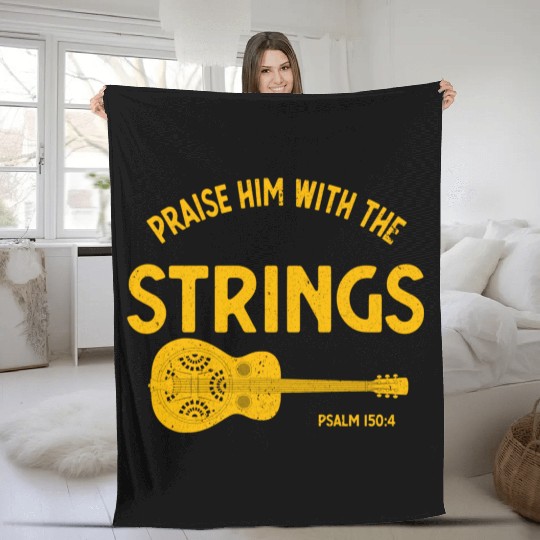 Praise Him With The Strings Bluegrass Dobro Fleece Blankets