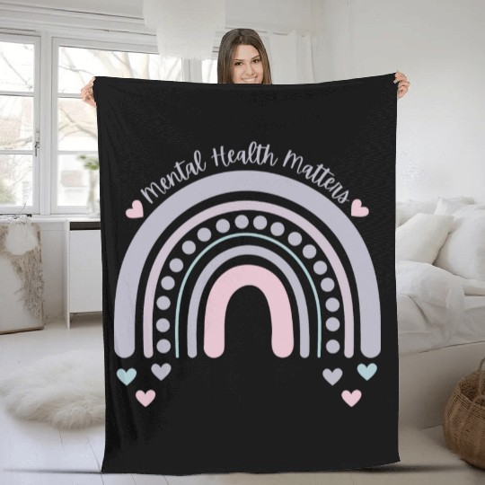 Mental Health Matters | Rainbow French Gray Fleece Blankets