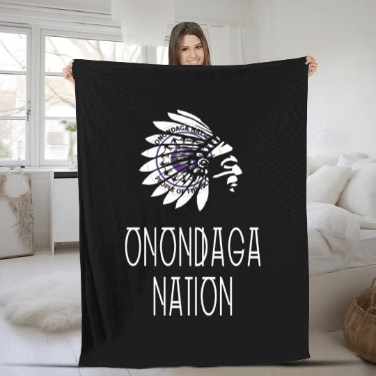 Onondaga Nation Indigenous Native American Headdre Fleece Blankets