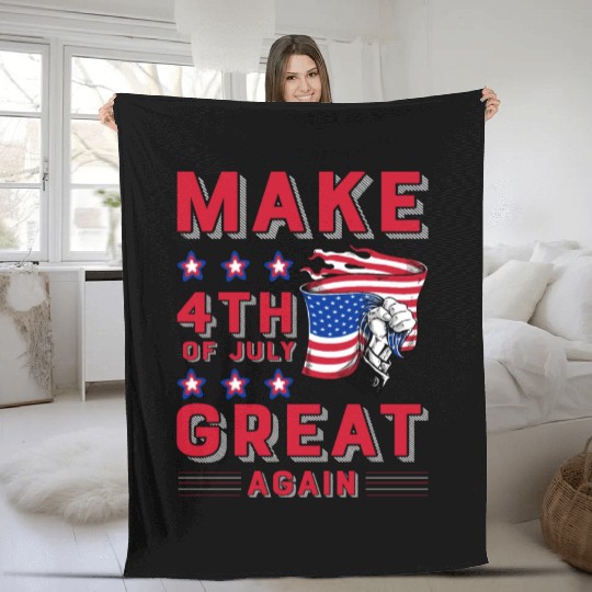 Make 4th of July great again Fleece Blankets