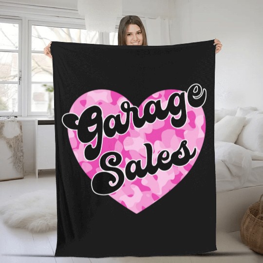 Garage Sales pink camo heart Fleece Blankets