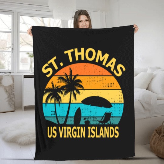 Travel St Thomas Us Virgin Islands Vacation Souven Fleece Blankets