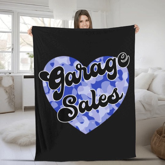 Garage Sales blue camo heart Fleece Blankets