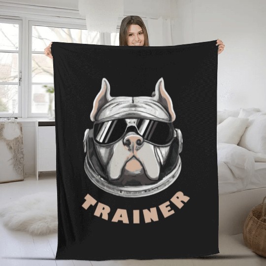 Retro Pit Bull Trainer Dog Lover Terrier Fleece Blankets