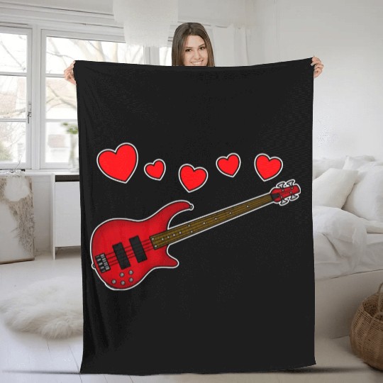 Valentines Bass Guitar Bassist Wedding Musician Fleece Blankets
