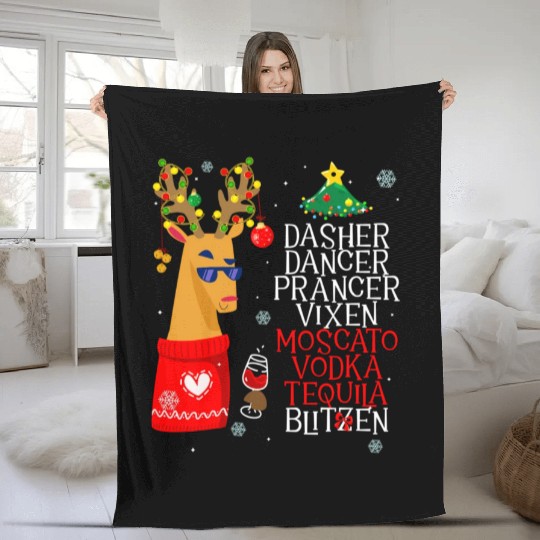 Dasher Dancer Prancer Alcohol Dasher Dancer Wo'S Fleece Blankets