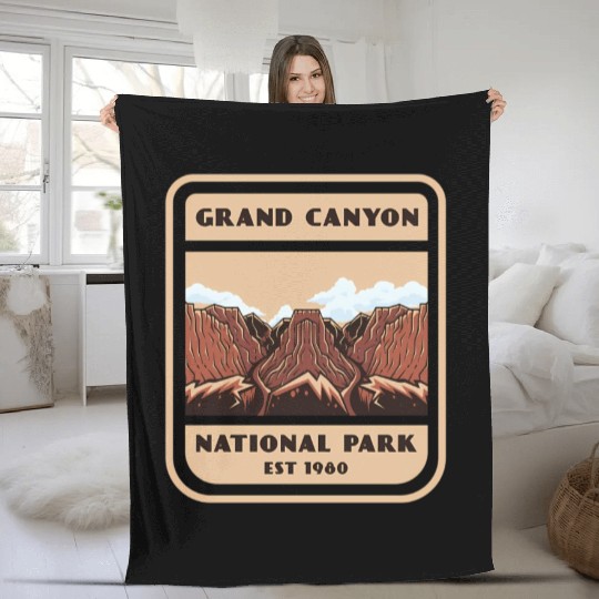 Grand Canyon National Park Vintage Style Fleece Blankets
