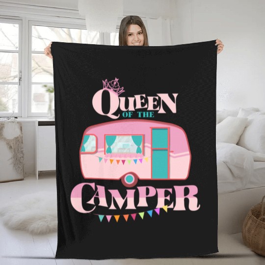 Queen Of The Camper Camping Fleece Blankets