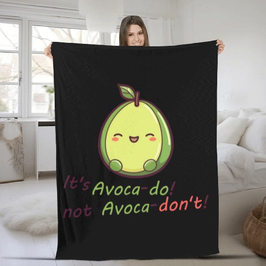 Cute motivational avocado Fleece Blankets