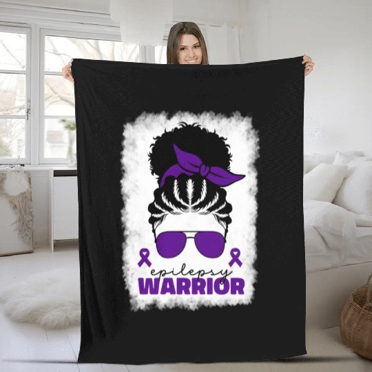 Afro Epilepsy Warrior For Black Epilepsy Awareness Fleece Blankets
