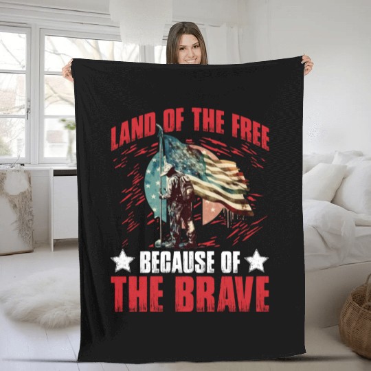 Land of the free because of the Brave Fleece Blankets