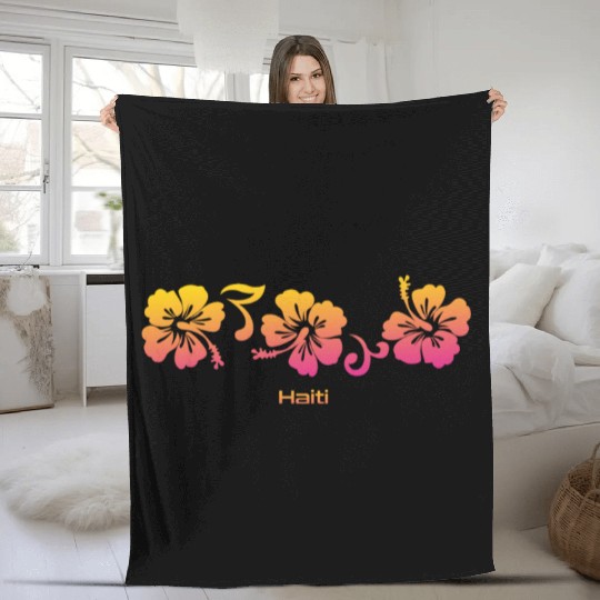 Haiti Hibiscus Souvenir Vacation Fleece Blankets