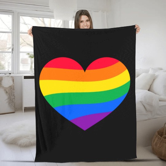 lgbt Gay Pride Rainbow Heart Fleece Blankets