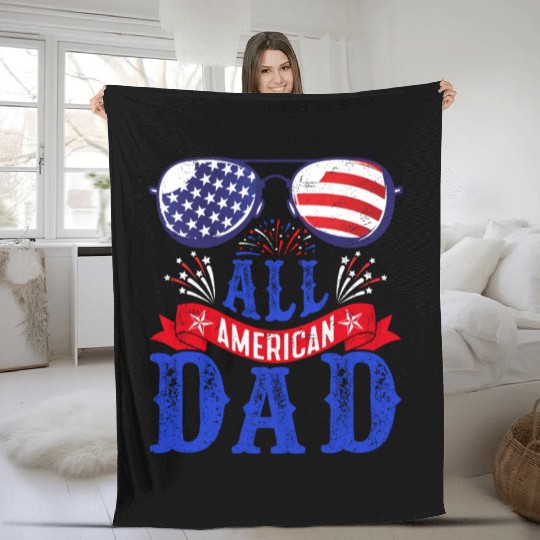 All American Dad America Pride US Patriot Fleece Blankets