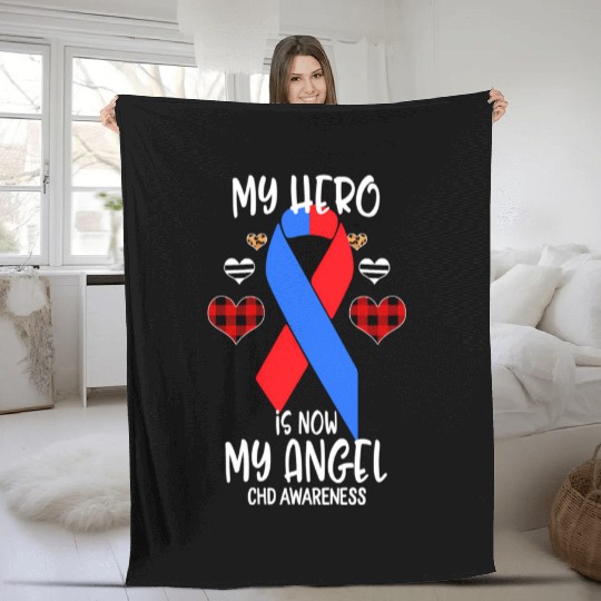 Chd Awareness Remembrance Hero Is Now My Angel Fleece Blankets