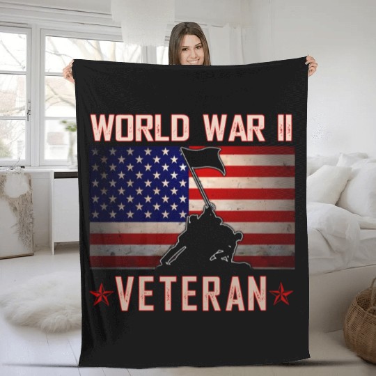 American Patriot Wwii Veteran Military World War 2 Fleece Blankets