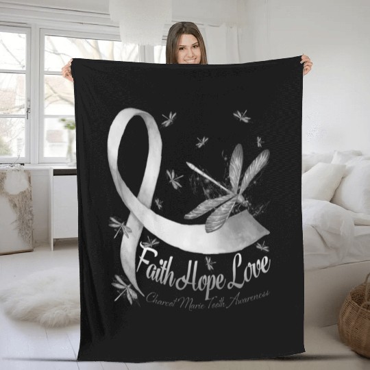 Faith Hope Love Charcot Marie Tooth Awareness Fleece Blankets