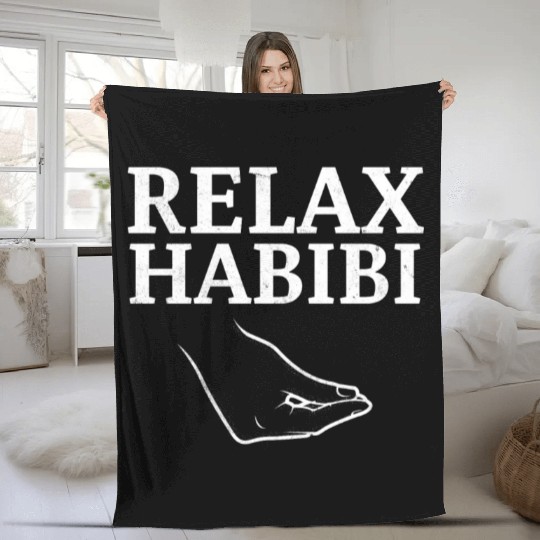 Relax Habibi Funny Inspirational Arabic Word Fleece Blankets