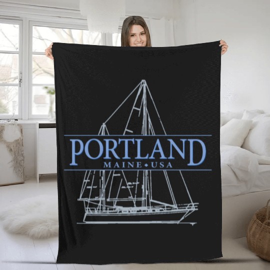 Portland Maine Sailing Fleece Blankets