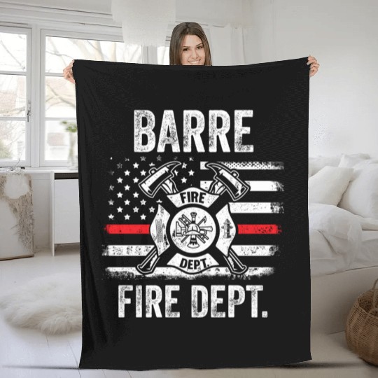 Barre Vermont Fire Dept Thin Red Line Fleece Blankets