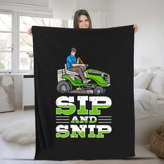 Lawn Mowing Lawn Mower Gardener Gardening Beer Fleece Blankets