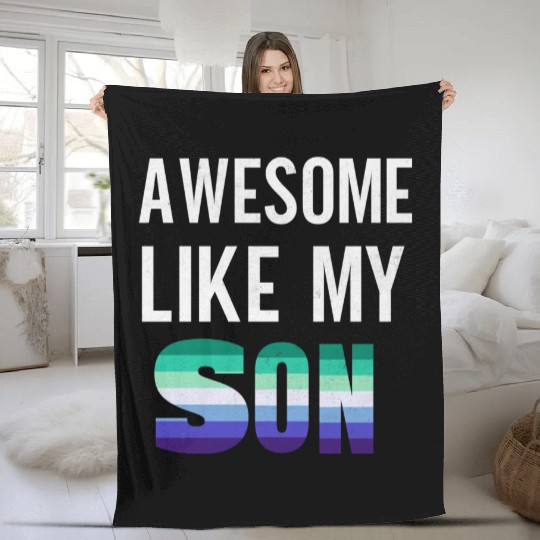 Awesome Like My Son Pride Gay Men flag Fleece Blankets